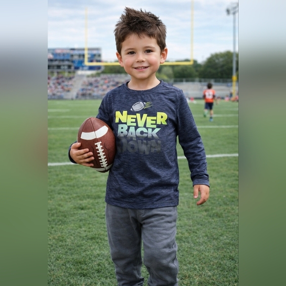 Athletic Works Other - Athletic Works Boys 4T Long Sleeve Shirt Football Graphic NEVER BACK DOWN Tee